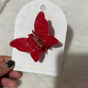Anthropologie red butterfly hair claw clip
